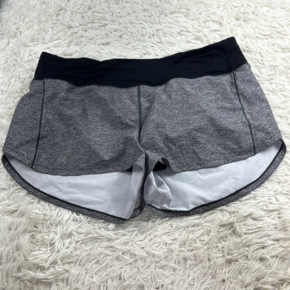 Lululemon Speed Up Short Long *4" Updated Fit Heather Lux Multi Black / Black - Picture 1 of 7